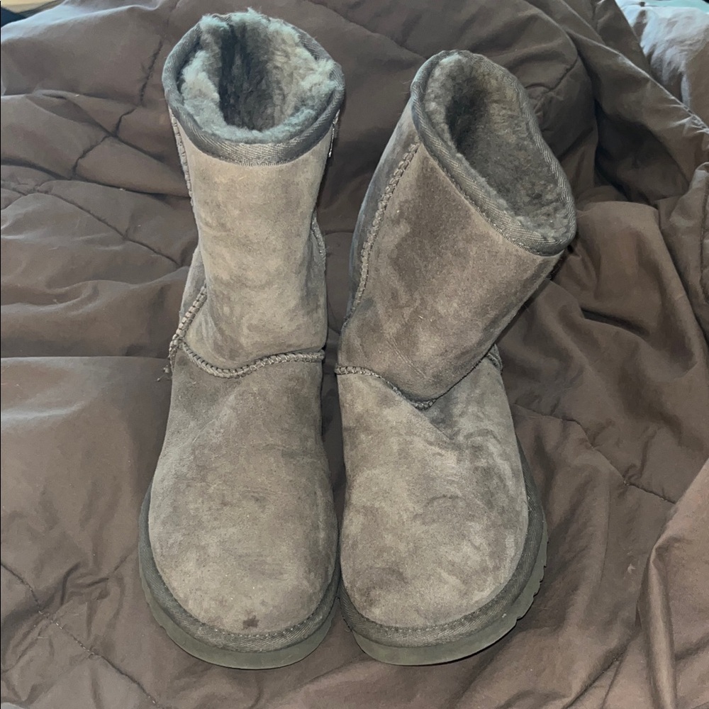 Women's Cozy Gray Suede Shearling Boots